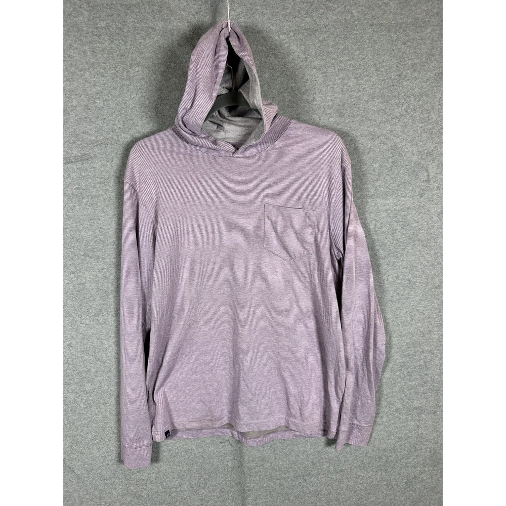 johnnie-O Gunnar Hoodie Men's M Pure Purple Striped Modal Cotton Pocket Pullover